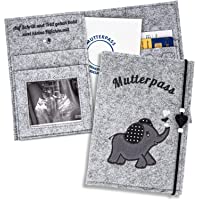 Los mejores  - ZWen - Funda para pasaporte de maternidad- diseño de elefante- color gris